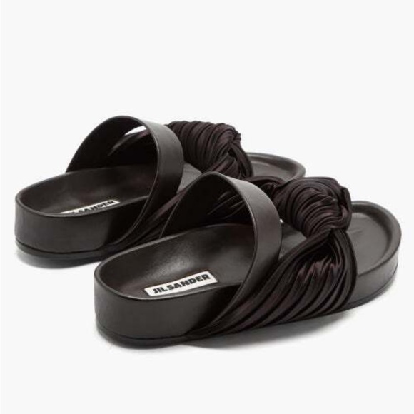 Jil Sander Knot Satin Leather Slides Brown - Picture 5 of 11